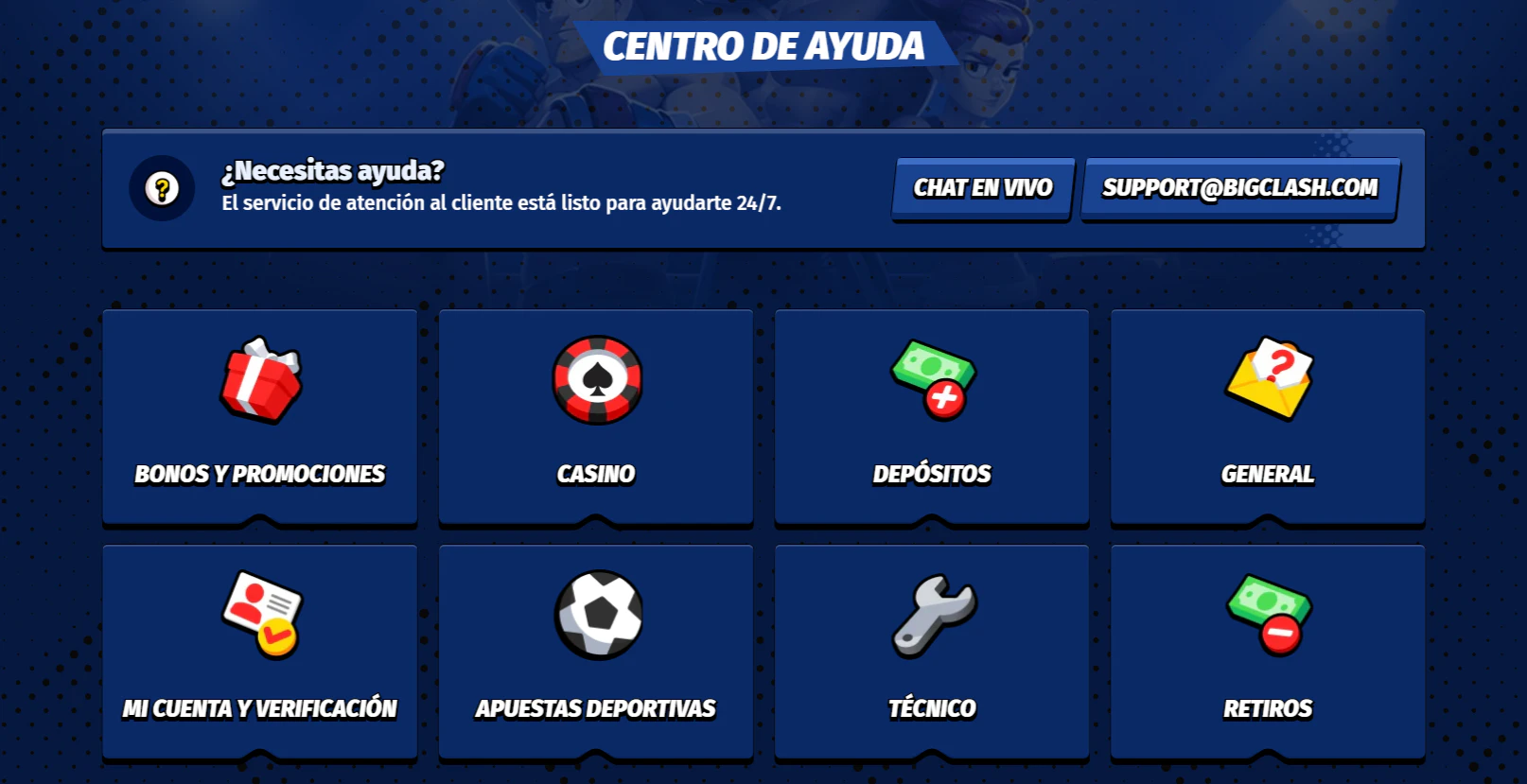 Atención al cliente de BigClash